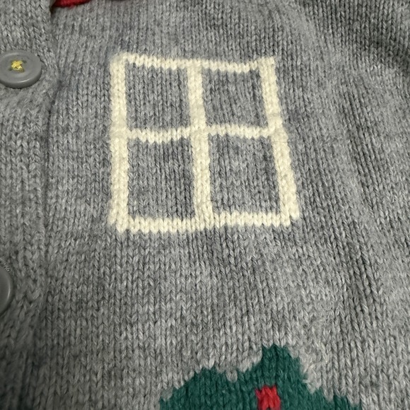 Mini Boden Girls Sz 6-7 Cardigan Sweater Fun House Cottage Grey Pink Green READ - Picture 6 of 10